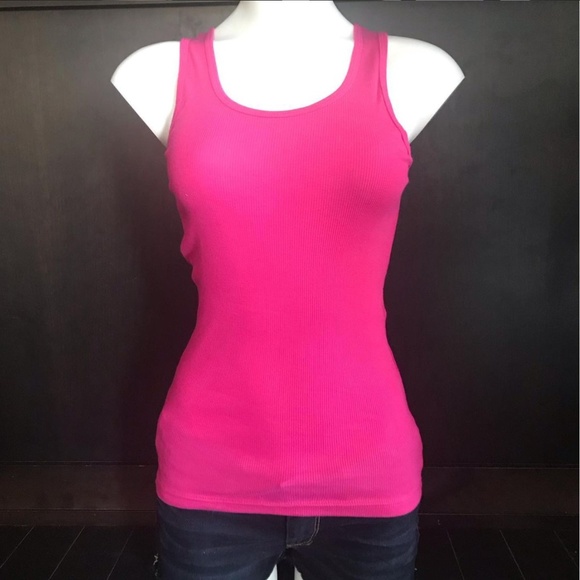 American apparel hot pink ribbed cotton tank top - Picture 2 of 4
